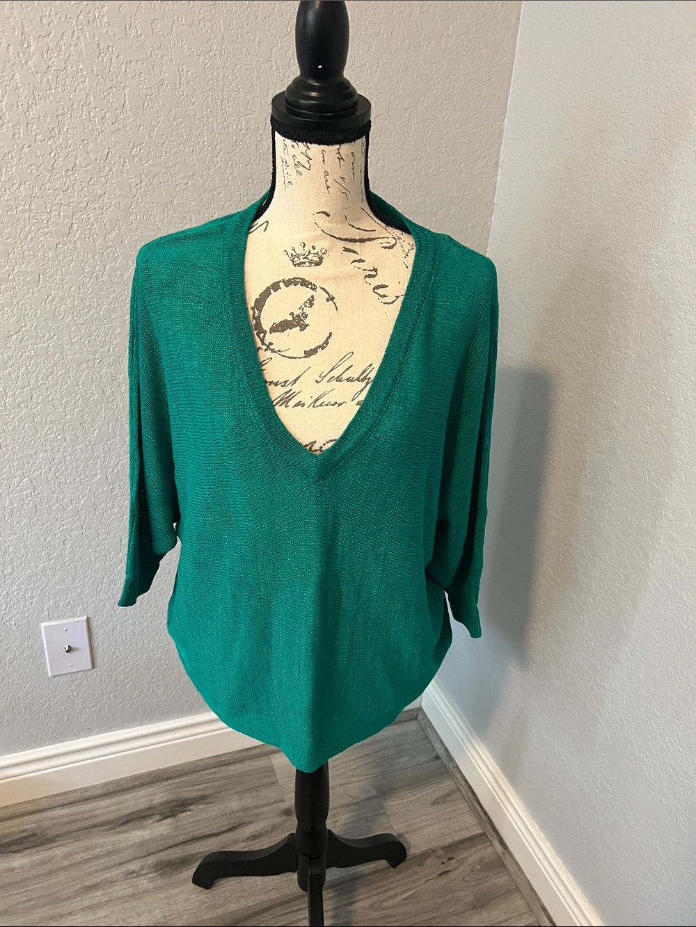 Lightweight Deep V-Neck Sweater in Teal